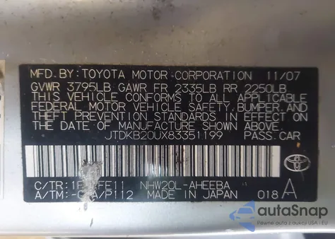 2008 Toyota Prius из США, поврежденный, VIN JTDKB20UX83351199